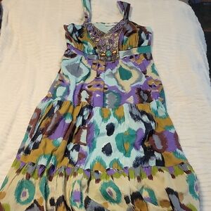 Cato Multicolor Maxi Dress Vintage Y2K Stone Bead Embroidery